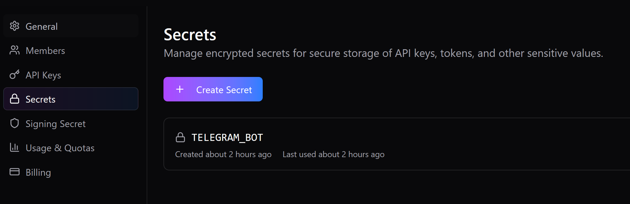 Adding a secret